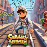 PC screen showing Subway Surfers with a character dashing through obstacles.